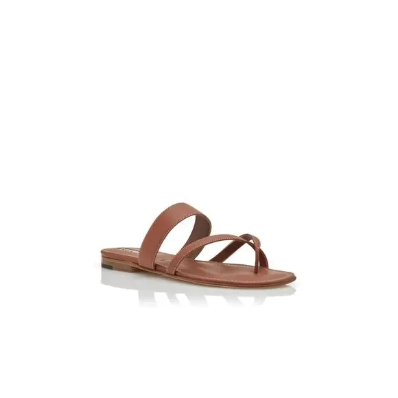 MANOLO BLAHNIK  Brown Leather Sandals - Picture 3 of 9